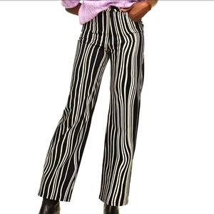 Mango Black and White Striped Pants